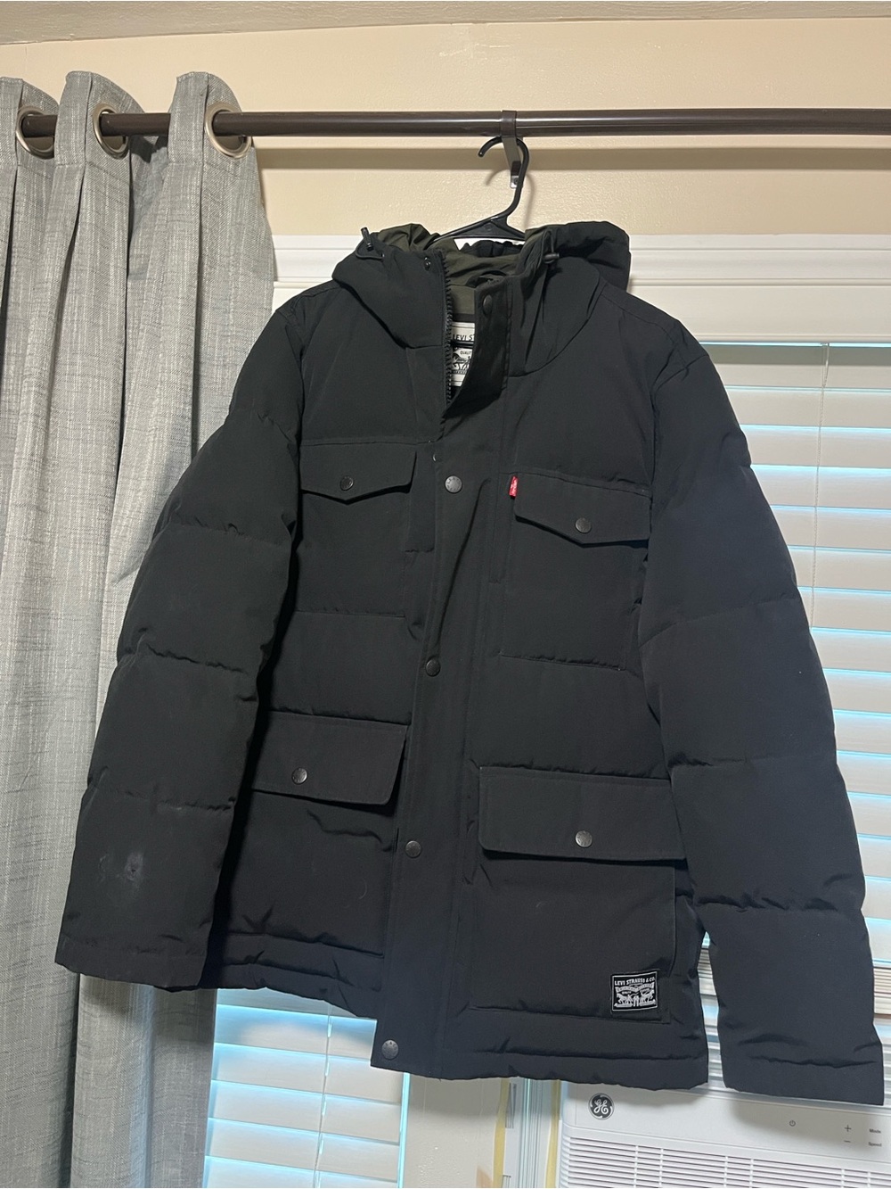 Levi's Black Hooded Quilted Puffer Coat